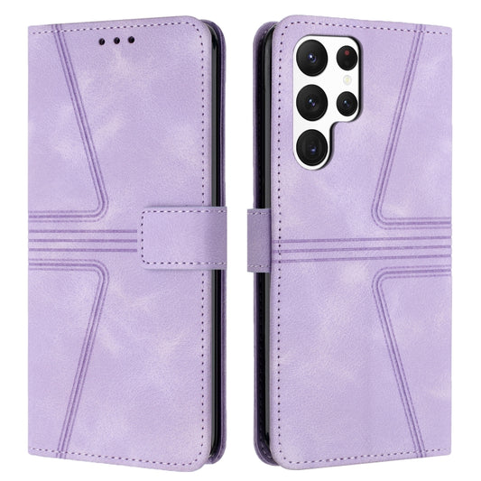 For Samsung Galaxy S25 Ultra 5G Triangle Solid Color Leather Phone Case(Purple) by buy2fix