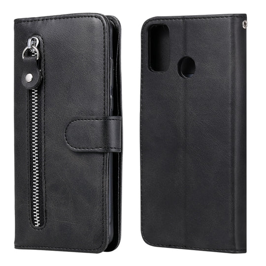 For Huawei Honor 9X Lite Fashion Calf Texture Zipper Horizontal Flip Leather Case with Stand & Card Slots & Wallet Function(Black)