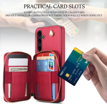 For Samsung Galaxy A55 5G AwQuer Crossbody Zipper Wallet Rhombic Leather Back Phone Case(Red) - Galaxy Phone Cases by Awquer | Online Shopping UK | buy2fix