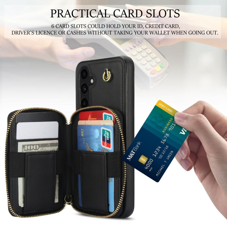 For Samsung Galaxy A54 4G / 5G AwQuer Crossbody Zipper Wallet Rhombic Leather Back Phone Case(Black) - Galaxy Phone Cases by Awquer | Online Shopping UK | buy2fix