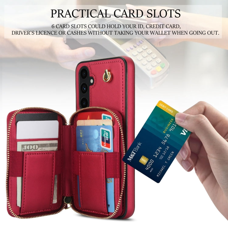 For Samsung Galaxy A54 4G / 5G AwQuer Crossbody Zipper Wallet Rhombic Leather Back Phone Case(Red) - Galaxy Phone Cases by Awquer | Online Shopping UK | buy2fix