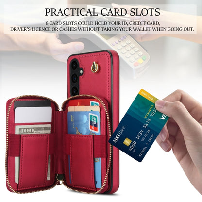 For Samsung Galaxy A54 4G / 5G AwQuer Crossbody Zipper Wallet Rhombic Leather Back Phone Case(Red) - Galaxy Phone Cases by Awquer | Online Shopping UK | buy2fix