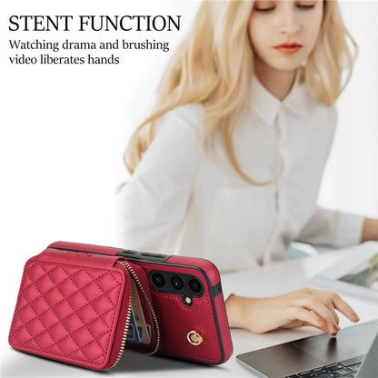 For Samsung Galaxy A54 4G / 5G AwQuer Crossbody Zipper Wallet Rhombic Leather Back Phone Case(Red) - Galaxy Phone Cases by Awquer | Online Shopping UK | buy2fix