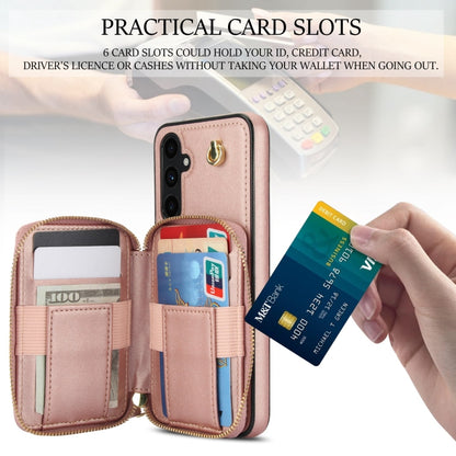 For Samsung Galaxy A54 4G / 5G AwQuer Crossbody Zipper Wallet Rhombic Leather Back Phone Case(Rose Gold) - Galaxy Phone Cases by Awquer | Online Shopping UK | buy2fix