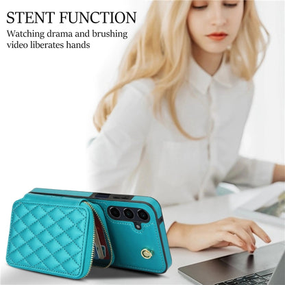 For Samsung Galaxy A15 4G / 5G AwQuer Crossbody Zipper Wallet Rhombic Leather Back Phone Case(Green) - Galaxy Phone Cases by Awquer | Online Shopping UK | buy2fix