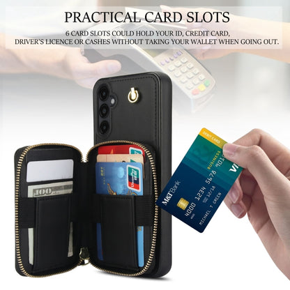 For Samsung Galaxy A14 4G / 5G AwQuer Crossbody Zipper Wallet Rhombic Leather Back Phone Case(Black) - Galaxy Phone Cases by Awquer | Online Shopping UK | buy2fix