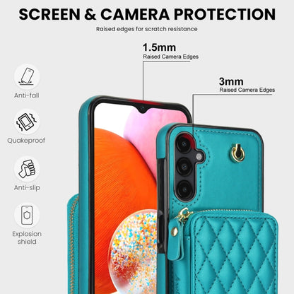 For Samsung Galaxy A14 4G / 5G AwQuer Crossbody Zipper Wallet Rhombic Leather Back Phone Case(Green) - Galaxy Phone Cases by Awquer | Online Shopping UK | buy2fix