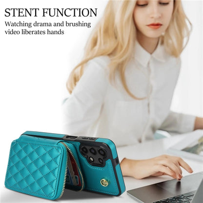 For Samsung Galaxy A13 4G / 5G AwQuer Crossbody Zipper Wallet Rhombic Leather Back Phone Case(Green) - Galaxy Phone Cases by Awquer | Online Shopping UK | buy2fix