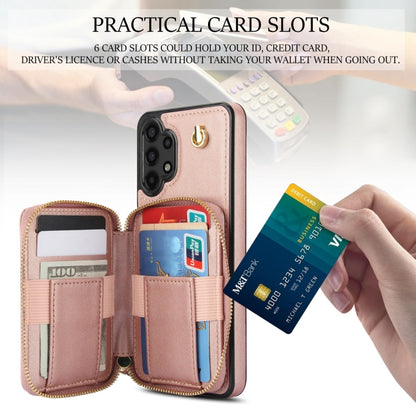 For Samsung Galaxy A13 4G / 5G AwQuer Crossbody Zipper Wallet Rhombic Leather Back Phone Case(Rose Gold) - Galaxy Phone Cases by Awquer | Online Shopping UK | buy2fix