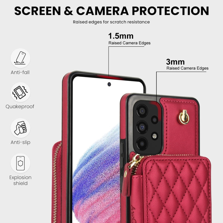 For Samsung Galaxy A53 4G / 5G AwQuer Crossbody Zipper Wallet Rhombic Leather Back Phone Case(Red) - Galaxy Phone Cases by Awquer | Online Shopping UK | buy2fix