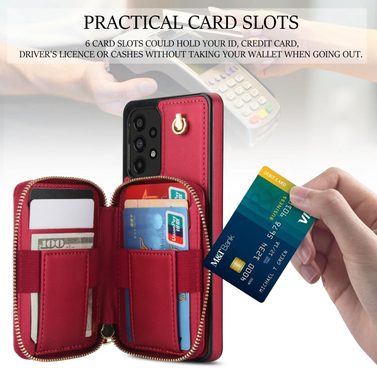 For Samsung Galaxy A53 4G / 5G AwQuer Crossbody Zipper Wallet Rhombic Leather Back Phone Case(Red) - Galaxy Phone Cases by Awquer | Online Shopping UK | buy2fix