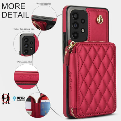 For Samsung Galaxy A53 4G / 5G AwQuer Crossbody Zipper Wallet Rhombic Leather Back Phone Case(Red) - Galaxy Phone Cases by Awquer | Online Shopping UK | buy2fix