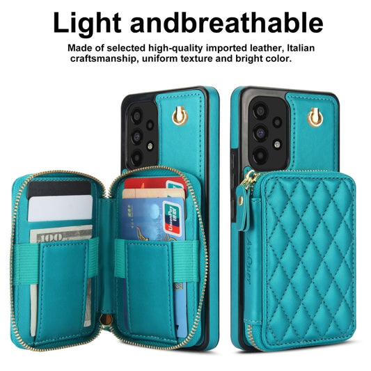 For Samsung Galaxy A53 4G / 5G AwQuer Crossbody Zipper Wallet Rhombic Leather Back Phone Case(Green) - Galaxy Phone Cases by Awquer | Online Shopping UK | buy2fix