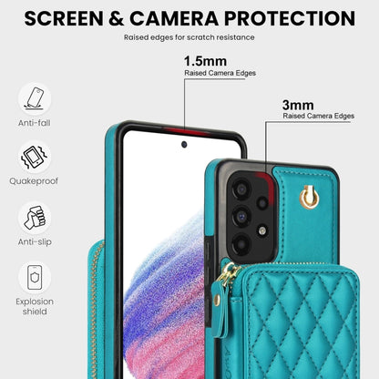 For Samsung Galaxy A53 4G / 5G AwQuer Crossbody Zipper Wallet Rhombic Leather Back Phone Case(Green) - Galaxy Phone Cases by Awquer | Online Shopping UK | buy2fix