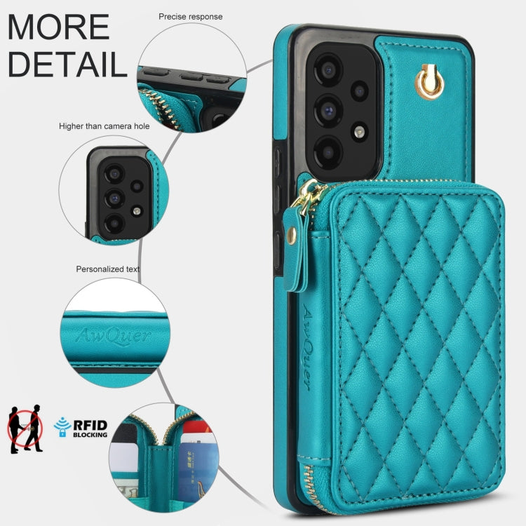 For Samsung Galaxy A53 4G / 5G AwQuer Crossbody Zipper Wallet Rhombic Leather Back Phone Case(Green) - Galaxy Phone Cases by Awquer | Online Shopping UK | buy2fix