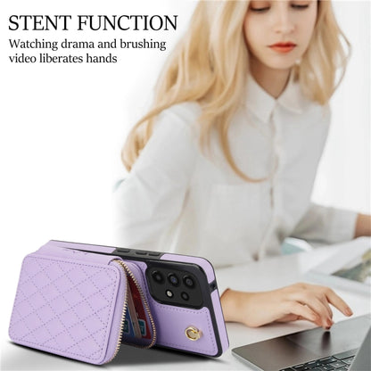 For Samsung Galaxy A53 4G / 5G AwQuer Crossbody Zipper Wallet Rhombic Leather Back Phone Case(Purple) - Galaxy Phone Cases by Awquer | Online Shopping UK | buy2fix