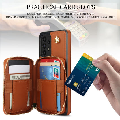 For Samsung Galaxy A53 4G / 5G AwQuer Crossbody Zipper Wallet Rhombic Leather Back Phone Case(Brown) - Galaxy Phone Cases by Awquer | Online Shopping UK | buy2fix