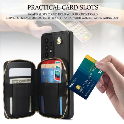 For Samsung Galaxy A73 4G / 5G AwQuer Crossbody Zipper Wallet Rhombic Leather Back Phone Case(Black) - Galaxy Phone Cases by Awquer | Online Shopping UK | buy2fix