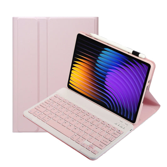 For Xiaomi Pad 7 / 7 Pro 11.2 inch A0N13 Ultra-thin Detachable Bluetooth Keyboard Leather Tablet Case(Pink White) by buy2fix