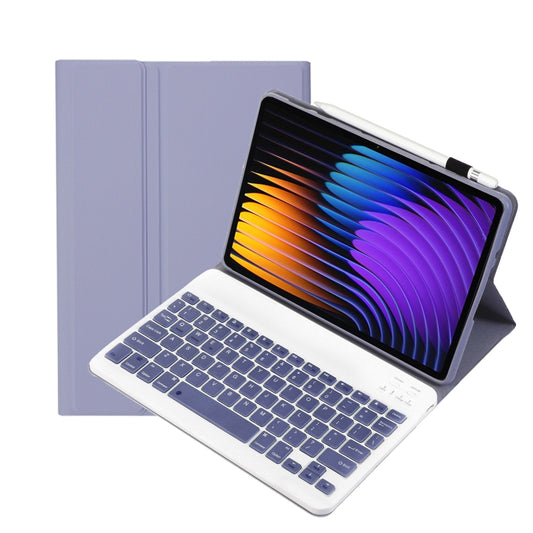 For Xiaomi Pad 7 / 7 Pro 11.2 inch A0N13 Ultra-thin Detachable Bluetooth Keyboard Leather Tablet Case(Lavender White) by buy2fix