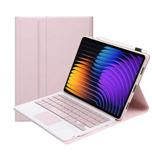 For Xiaomi Pad 7 / 7 Pro 11.2 inch A0N13-A Ultra-thin Detachable Bluetooth Keyboard Leather Tablet Case with Touchpad(Pink White) by buy2fix