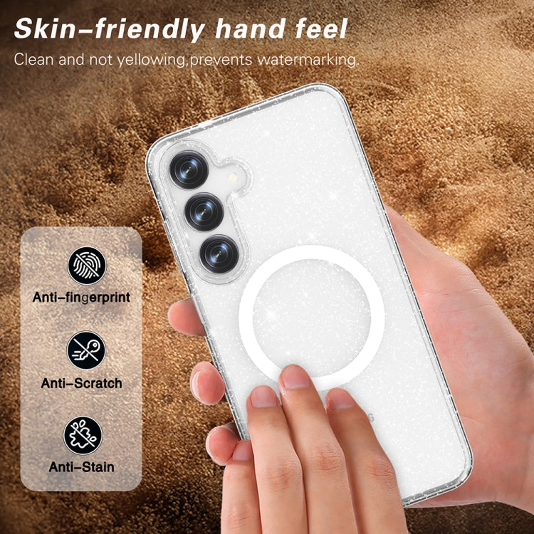 For Samsung Galaxy S25 5G Terminator MagSafe Magnetic Phone Case(Glitter White) by buy2fix