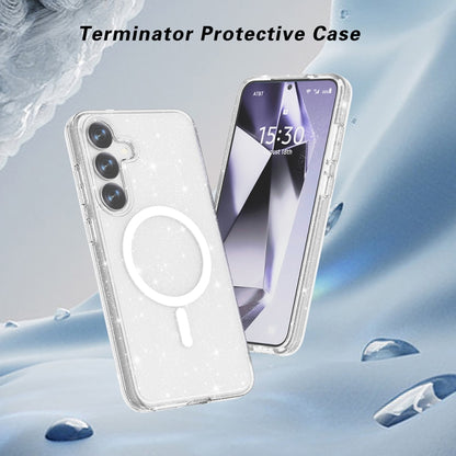 For Samsung Galaxy S25+ 5G Terminator MagSafe Magnetic Phone Case(Glitter White) by buy2fix