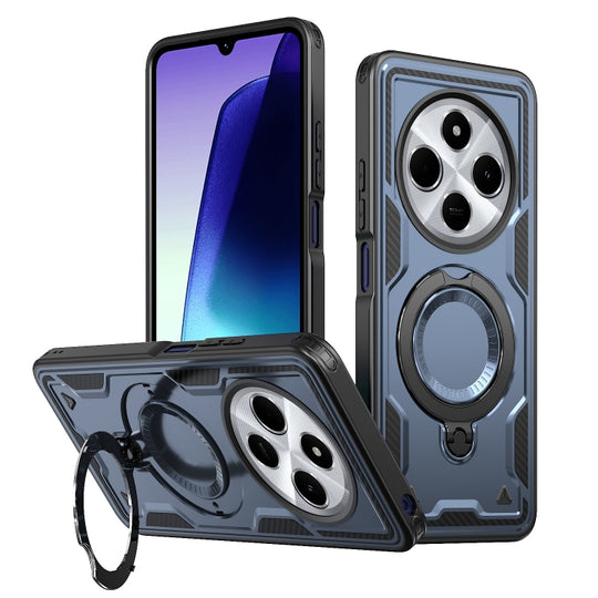 For Redmi 14C 4G / 5G / 14R 5G PC Hybrid TPU Armor MagSafe Ring Holder Phone Case(Blue)