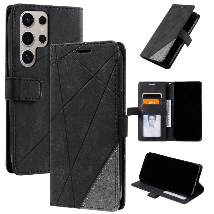 For Samsung Galaxy S25 Ultra 5G Skin Feel Splicing Leather Phone Case(Black) by buy2fix