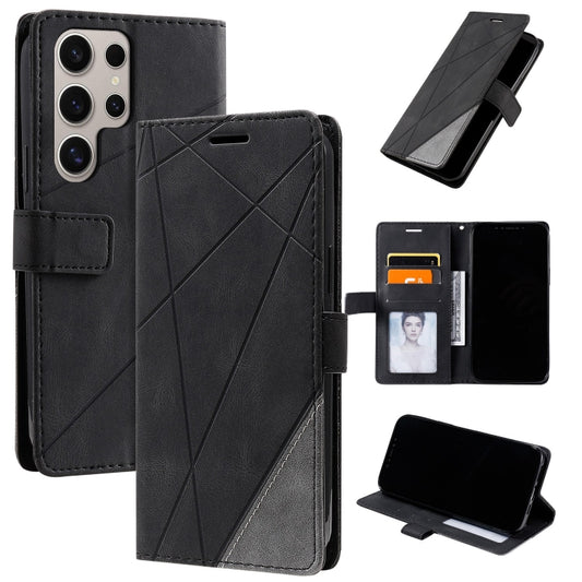 For Samsung Galaxy S25 Ultra 5G Skin Feel Splicing Leather Phone Case(Black) by buy2fix