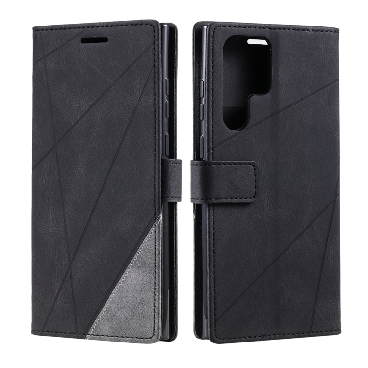 For Samsung Galaxy S25 Ultra 5G Skin Feel Splicing Leather Phone Case(Black) by buy2fix