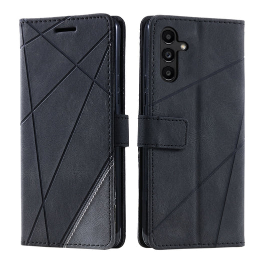 For Samsung Galaxy S25+ 5G Skin Feel Splicing Leather Phone Case(Black) by buy2fix