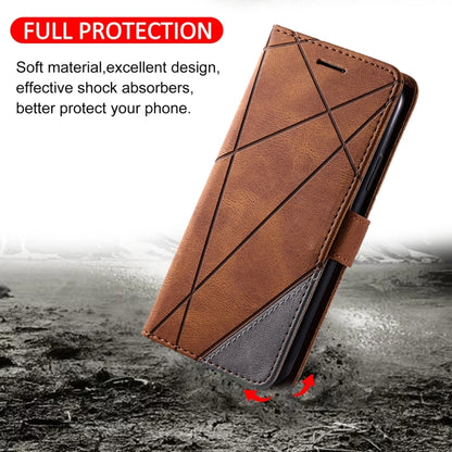 For Samsung Galaxy S25+ 5G Skin Feel Splicing Leather Phone Case(Brown) by buy2fix