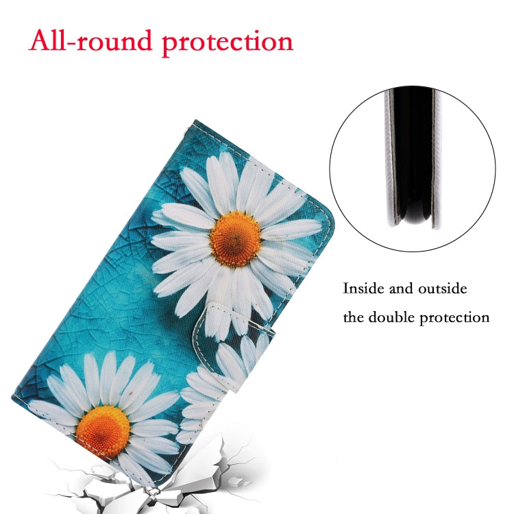 For Samsung Galaxy S25 5G Colored Drawing Pattern Leather Phone Case(Daisy) - Galaxy S25 5G Cases by buy2fix | Online Shopping UK | buy2fix