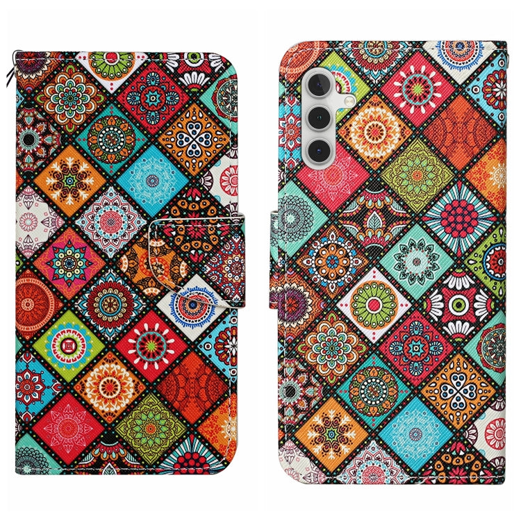 For Samsung Galaxy S25 5G Colored Drawing Pattern Leather Phone Case(Ethnic Style) by buy2fix