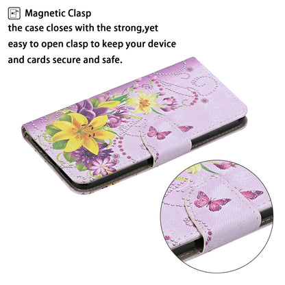 For Samsung Galaxy S25 5G Colored Drawing Pattern Leather Phone Case(Yellow Flower Butterfly) by buy2fix