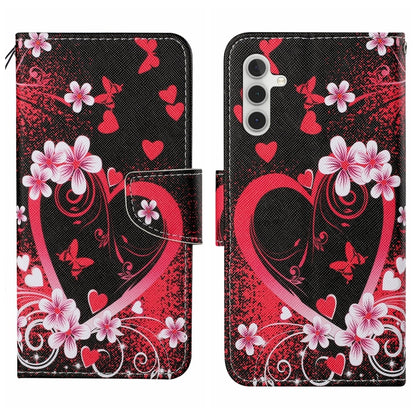 For Samsung Galaxy S25 5G Colored Drawing Pattern Leather Phone Case(Red Heart) by buy2fix