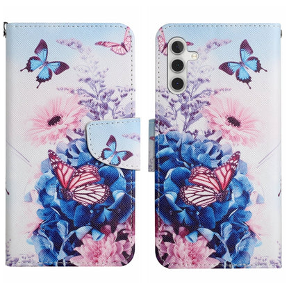 For Samsung Galaxy S25 5G Colored Drawing Pattern Leather Phone Case(Purple Butterfly) by buy2fix