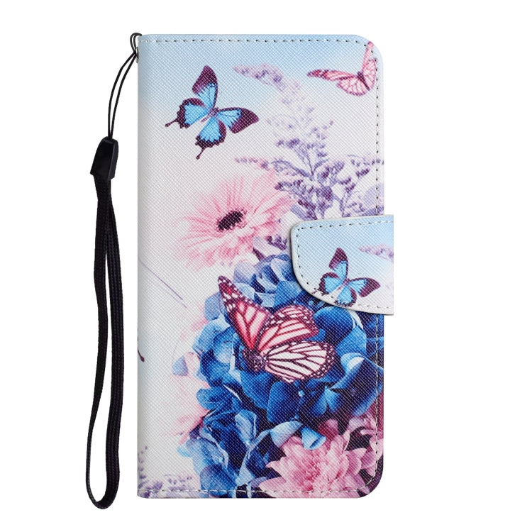 For Samsung Galaxy S25 5G Colored Drawing Pattern Leather Phone Case(Purple Butterfly) by buy2fix