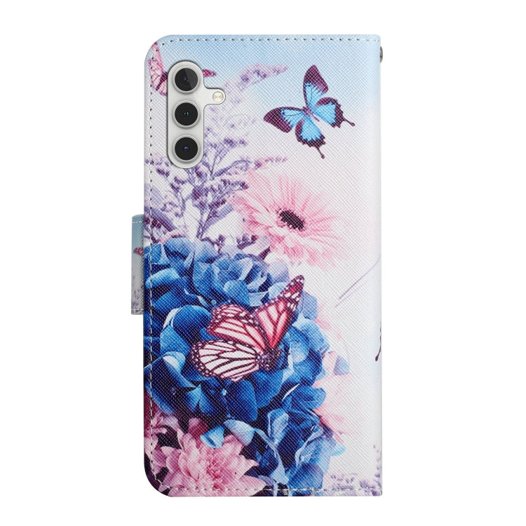 For Samsung Galaxy S25 5G Colored Drawing Pattern Leather Phone Case(Purple Butterfly) by buy2fix