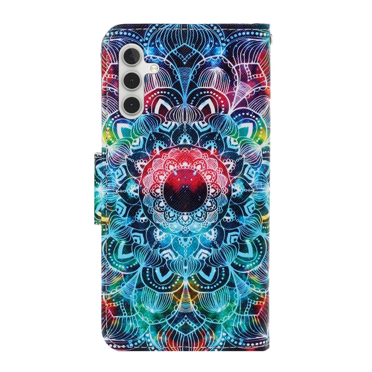 For Samsung Galaxy S25 5G Colored Drawing Pattern Leather Phone Case(Mandala) by buy2fix