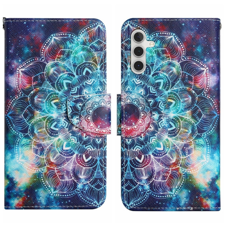 For Samsung Galaxy S25 5G Colored Drawing Pattern Leather Phone Case(Star Mandala) by buy2fix