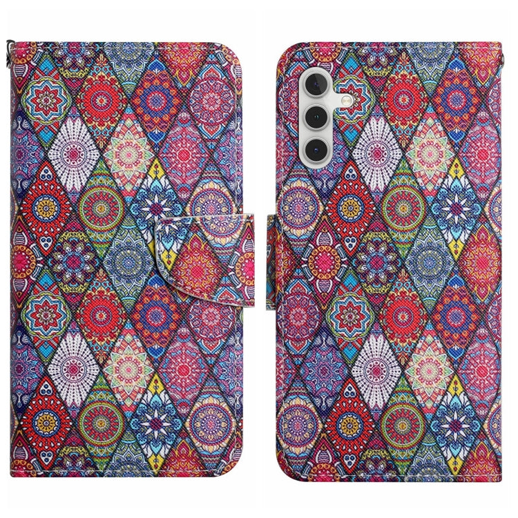 For Samsung Galaxy S25 5G Colored Drawing Pattern Leather Phone Case(Diamond Kaleidoscope) by buy2fix