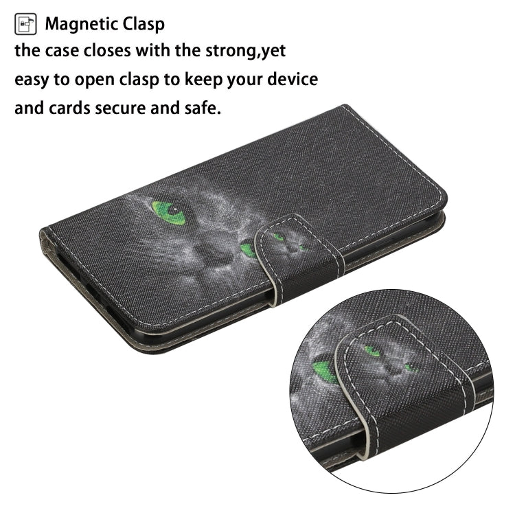 For Samsung Galaxy S25+ 5G Colored Drawing Pattern Leather Phone Case(Black Cat) by buy2fix
