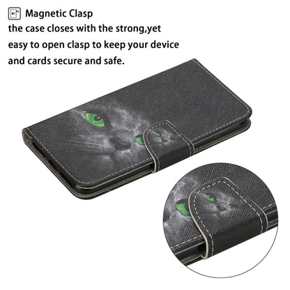 For Samsung Galaxy S25+ 5G Colored Drawing Pattern Leather Phone Case(Black Cat) by buy2fix