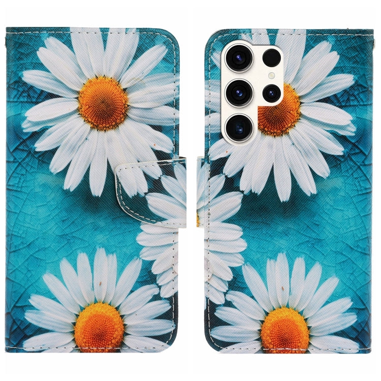 For Samsung Galaxy S25 Ultra 5G Colored Drawing Pattern Leather Phone Case(Daisy) - Galaxy S25 Ultra 5G Cases by buy2fix | Online Shopping UK | buy2fix