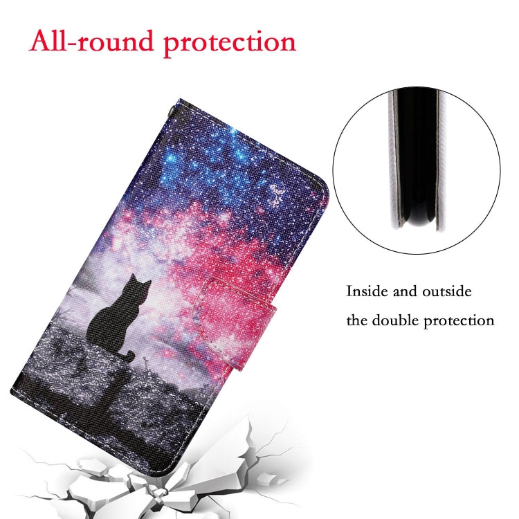 For Samsung Galaxy S25 Ultra 5G Colored Drawing Pattern Leather Phone Case(Star Sky Cat) by buy2fix