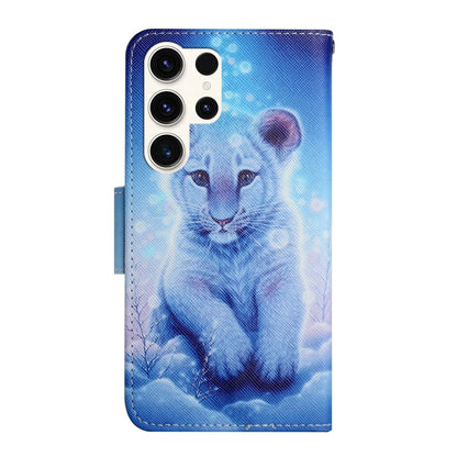 For Samsung Galaxy S25 Ultra 5G Colored Drawing Pattern Leather Phone Case(Little Leopard) by buy2fix