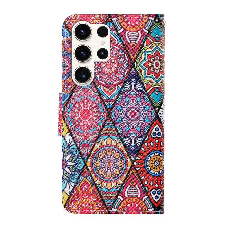For Samsung Galaxy S25 Ultra 5G Colored Drawing Pattern Leather Phone Case(Diamond Totem) by buy2fix