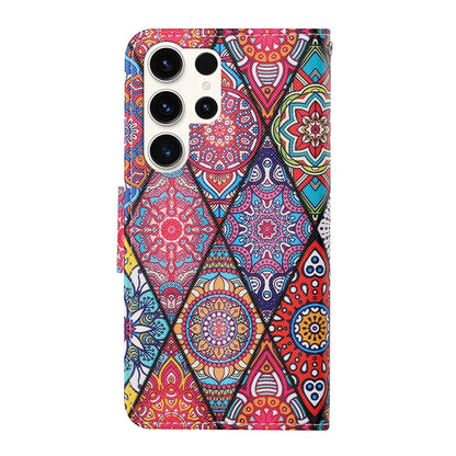 For Samsung Galaxy S25 Ultra 5G Colored Drawing Pattern Leather Phone Case(Diamond Totem) by buy2fix